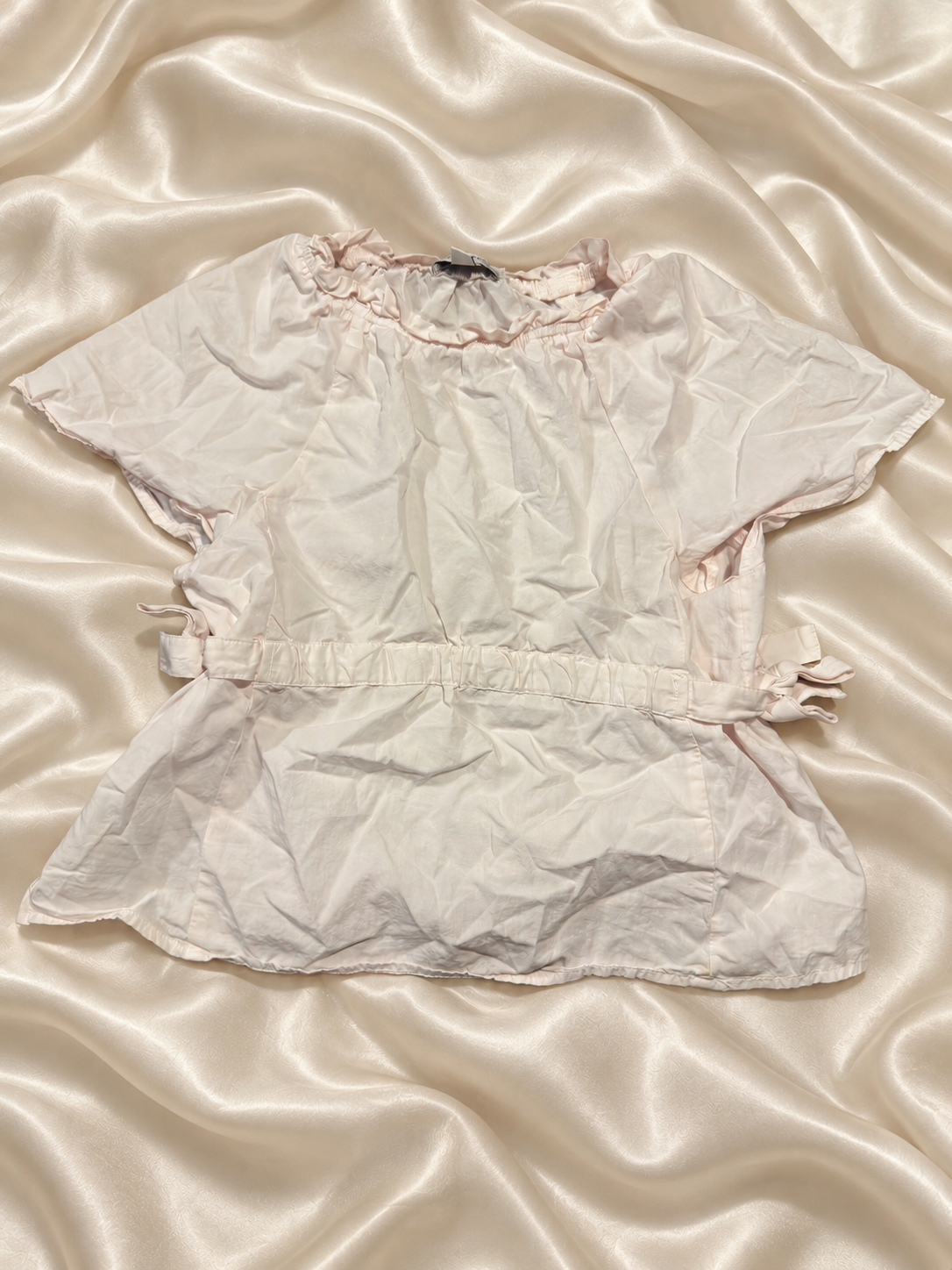 White Cotton Tie-Waist Blouse