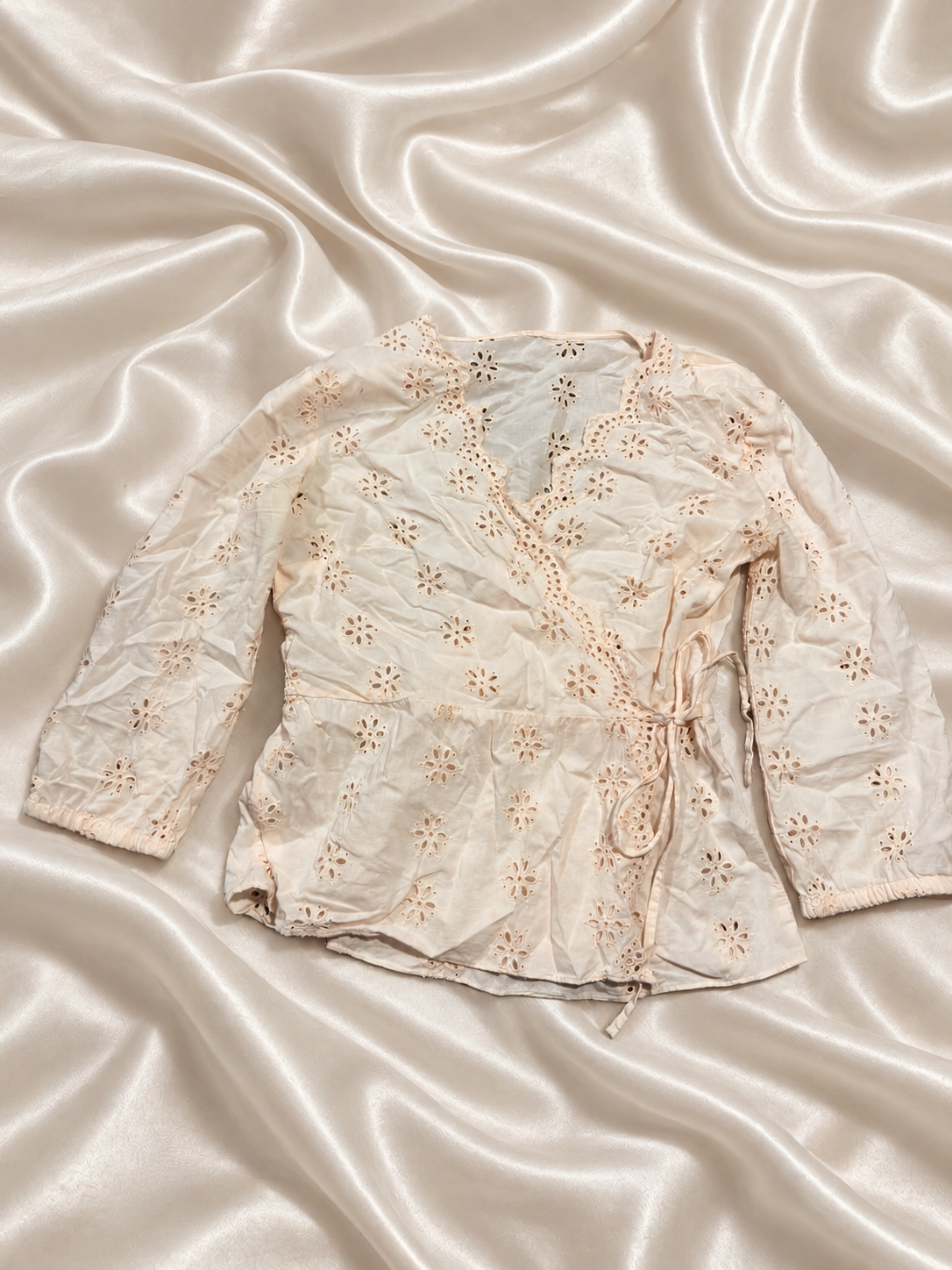 Cotton Eyelet Wrap Blouse