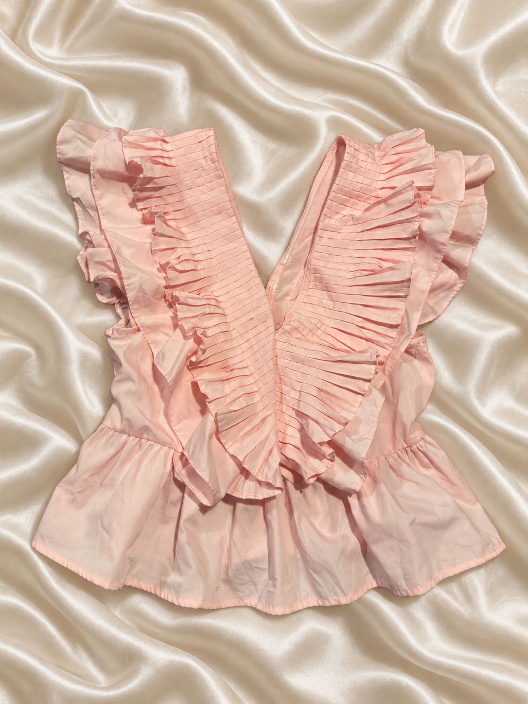 Pink Cotton Ruffle Blouse
